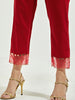 Red cotton satin palazzo with sequins