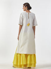 Off White hand embroidered Silk chanderi kurta