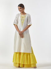 Off White hand embroidered Silk chanderi kurta