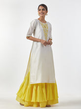 Off White hand embroidered Silk chanderi kurta