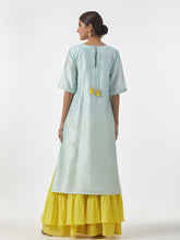 Mint hand embroidered Silk chanderi kurta