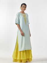 Mint hand embroidered Silk chanderi kurta