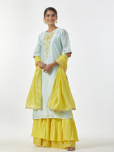 Mint hand embroidered Silk chanderi kurta