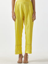 Bright yellow hand embroidered Silk chanderi Palazzo