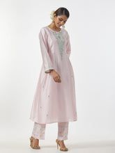 Pink hand embroidered Silk chanderi Palazzo