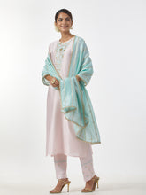 Pink hand embroidered Silk chanderi kurta