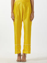 Yellow hand embroidered Silk chanderi Palazzo