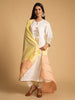 Yellow and Peach cotton dupatta with gota detailing