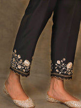 Black Silk Chanderi Pant with hand embroidery