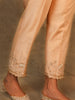 Warm beige Silk Chanderi Pant with hand embroidery