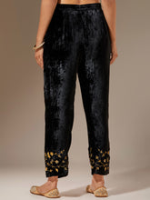 Black velvet palazzo with embroidery
