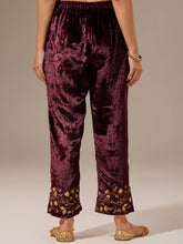Wine velvet palazzo with embroidery