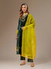 Lime Green hand embroidered organza dupatta