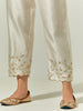 Off White Silk Chanderi palazzo with embroidered hem