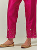 Fuchsia Silk Chanderi palazzo with embroidered hem