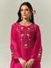 Fuchsia Silk Chanderi hand embroidered kurta