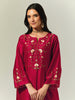 Red Silk Chanderi hand embroidered kurta