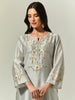 Grey Silk Chanderi hand embroidered kurta