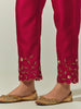 Red Silk Chanderi palazzo with embroidered hem