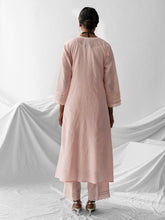 Pastel pink dobby kurta with plackett