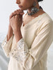 Ivory dobby kurta with all over embroidery