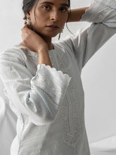 Pastel blue dobby kurta with plackett