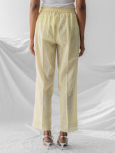 Pastel yellow embroidered cotton palazzo