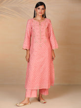 Pink hand embroidered chanderi kurta