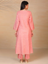 Pink hand embroidered chanderi kurta