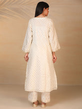 Off White hand embroidered chanderi kurta