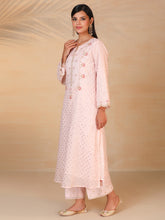 Light Pink hand embroidered chanderi kurta