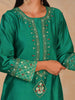 Green hand embroidered silk chanderi kurta