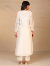 Off white  chanderi embroidered panel kurta