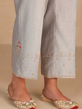 Grey embroidered  silk chanderi palazzo