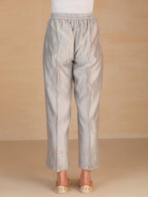 Grey embroidered  silk chanderi palazzo