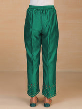 Green embroidered  silk chanderi palazzo