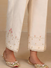 Off white embroidered  silk chanderi palazzo
