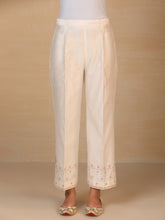 Off white embroidered  silk chanderi palazzo