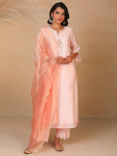Peach chanderi tissue dupatta