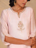 Pastel Pink embroidered silk chanderi kurta