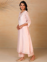 Pastel Pink embroidered silk chanderi kurta