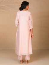Pastel Pink embroidered silk chanderi kurta