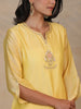 Yellow hand embroidered silk chanderi kurta