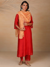 Red hand embroidered silk chanderi kurta