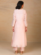 Pastel Pink hand embroidered silk chanderi kurta