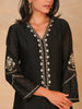 Black hand embroidered silk chanderi kurta