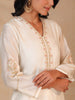Off White hand embroidered silk chanderi kurta