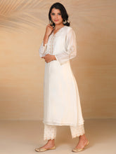 Off White hand embroidered silk chanderi kurta