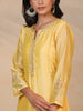 Yellow hand embroidered silk chanderi kurta