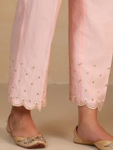Pastel Pink embroidered  silk chanderi palazzo